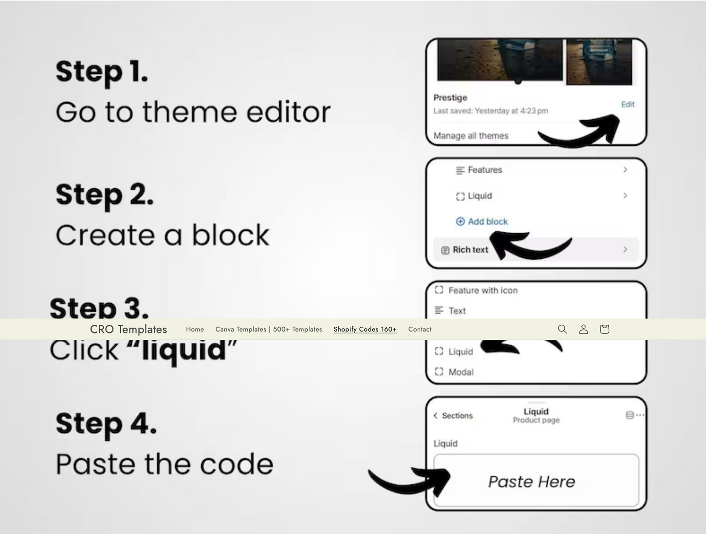 Copy Past Shopify Shortcodes