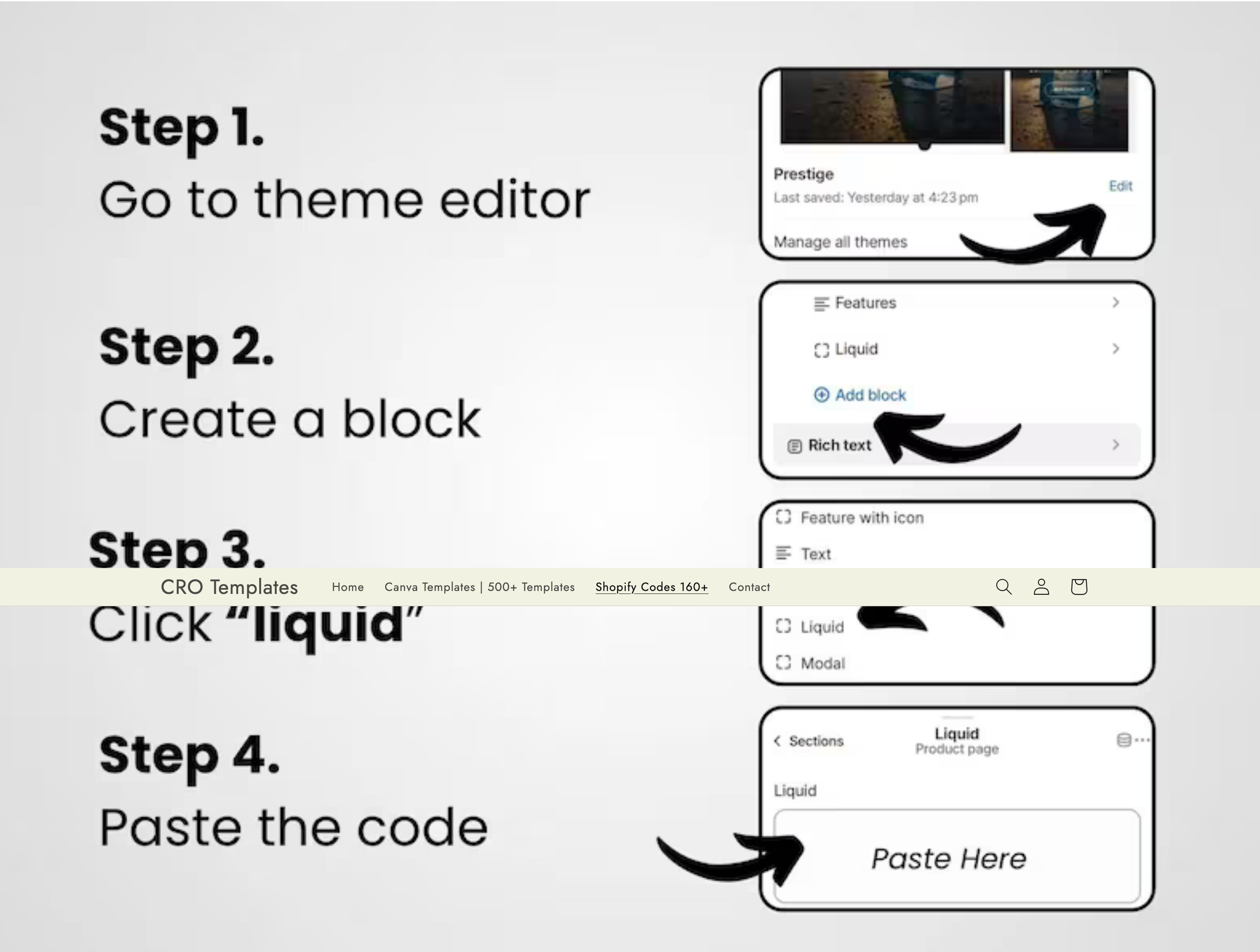 Copy Past Shopify Shortcodes